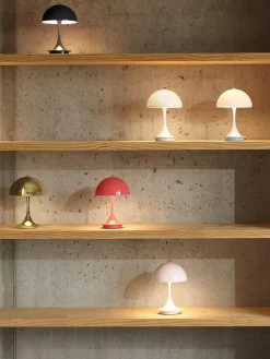 Lámparas De Mesa|Lámparas De Techo>Louis Poulsen Lámpara de mesa LED regulable Panthella de diseño Verner Panton, 24 cm, portátil Plástico rojo coral