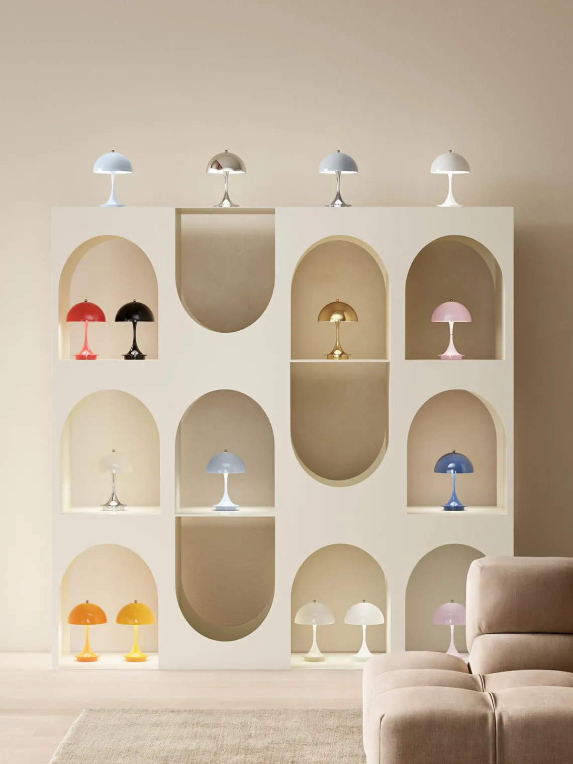 Lámparas De Mesa|Lámparas De Techo>Louis Poulsen Lámpara de mesa LED regulable Panthella de diseño Verner Panton, 24 cm, portátil Plástico rojo coral