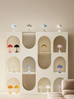 Lámparas De Mesa|Lámparas De Techo>Louis Poulsen Lámpara de mesa LED regulable Panthella de diseño Verner Panton, 24 cm, portátil Plástico azul