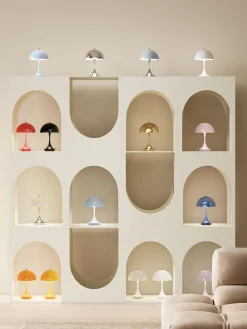 Lámparas De Mesa De Exterior|Lámparas De Mesa>Louis Poulsen Lámpara de mesa LED regulable Panthella de diseño Verner Panton, 24 cm, portátil Plástico blanco