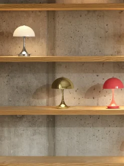 Lámparas De Mesa De Exterior|Lámparas De Mesa>Louis Poulsen Lámpara de mesa LED regulable Panthella de diseño Verner Panton, 24 cm, portátil Plástico dorado