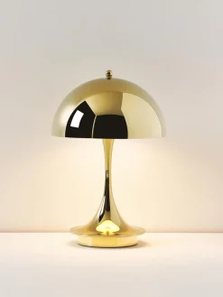Lámparas De Mesa De Exterior|Lámparas De Mesa></noscript>Louis Poulsen Lámpara de mesa LED regulable Panthella de diseño Verner Panton, 24 cm, portátil Plástico dorado