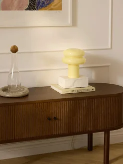 Lámparas De Mesa|Lámparas De Techo>Westwing Collection Lámpara de mesa pequeña de vidrio opalino Baya Amarillo claro