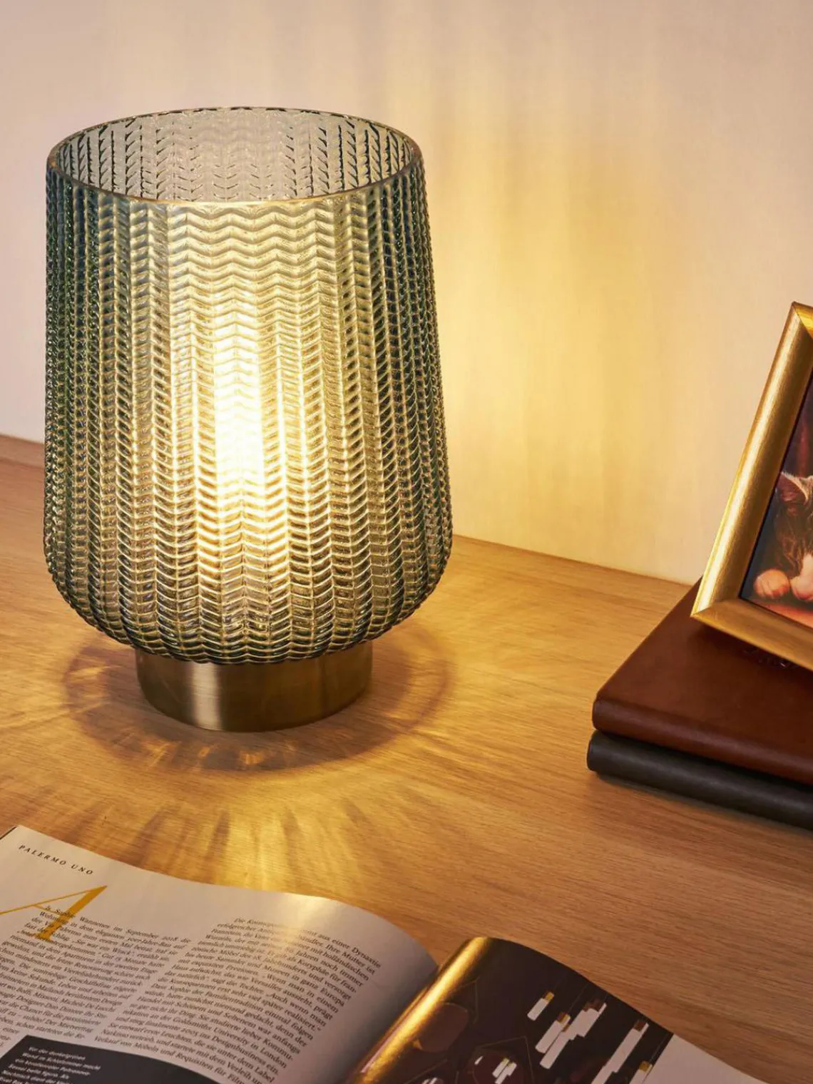 Lámparas De Mesa|Lámparas De Techo> Lámpara de mesa pequeña LED Pretty Glamour, con temporizador y portátil Verde menta, dorado