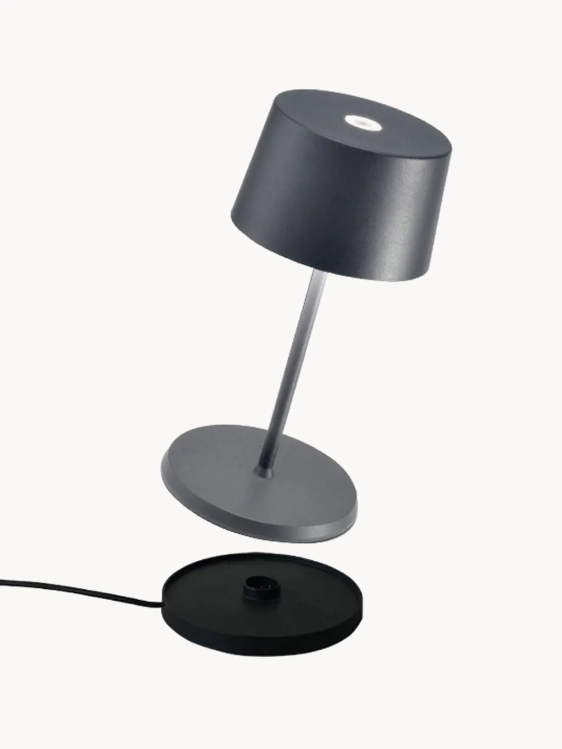 Lámparas De Mesa De Exterior|Lámparas De Techo>Zafferano Lámpara de mesa pequeña LED regulable Olivia Pro, portátil Gris oscuro