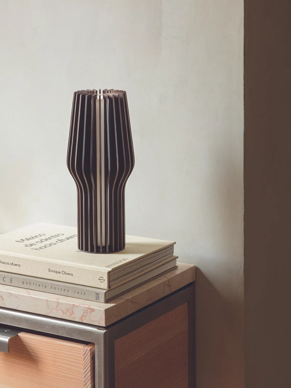 Lámparas De Mesa|Lámparas De Techo>Eva Solo Lámpara de mesa pequeña LED regulable Radiant, portátil Madera de roble, gris antracita pintado