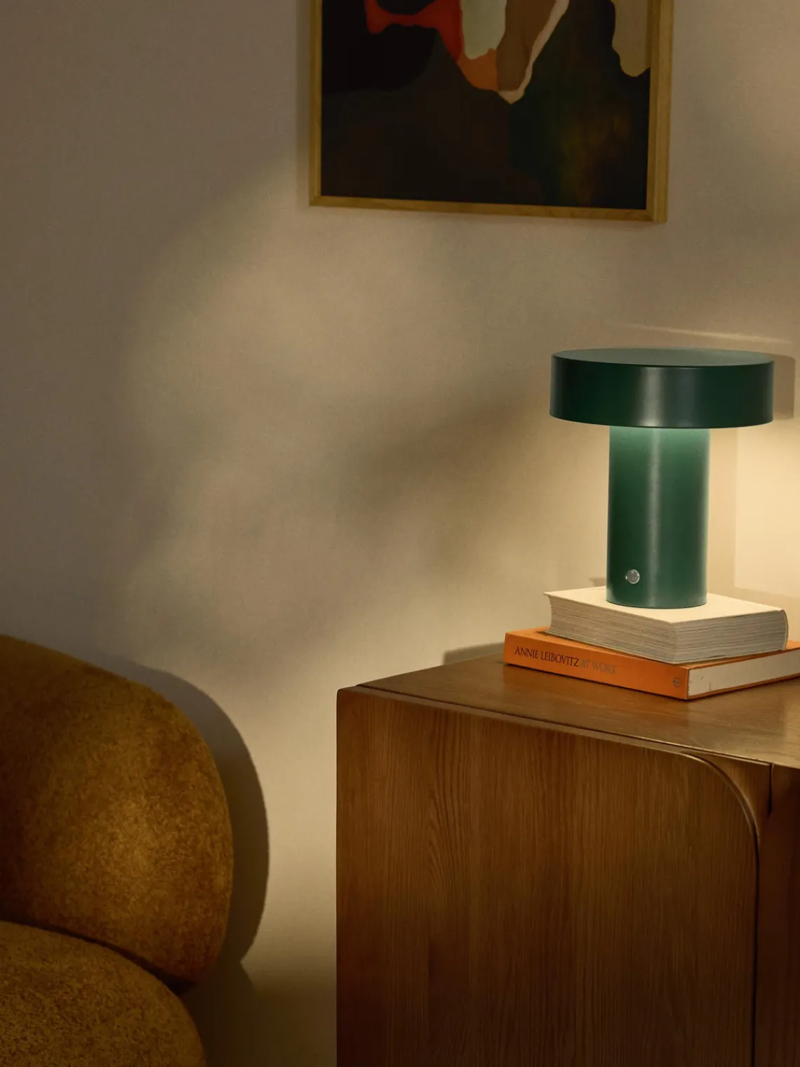 Lámparas De Mesa|Lámparas De Techo>Westwing Collection Lámpara de mesa pequeña LED regulable Kamal, pórtatil Verde oscuro