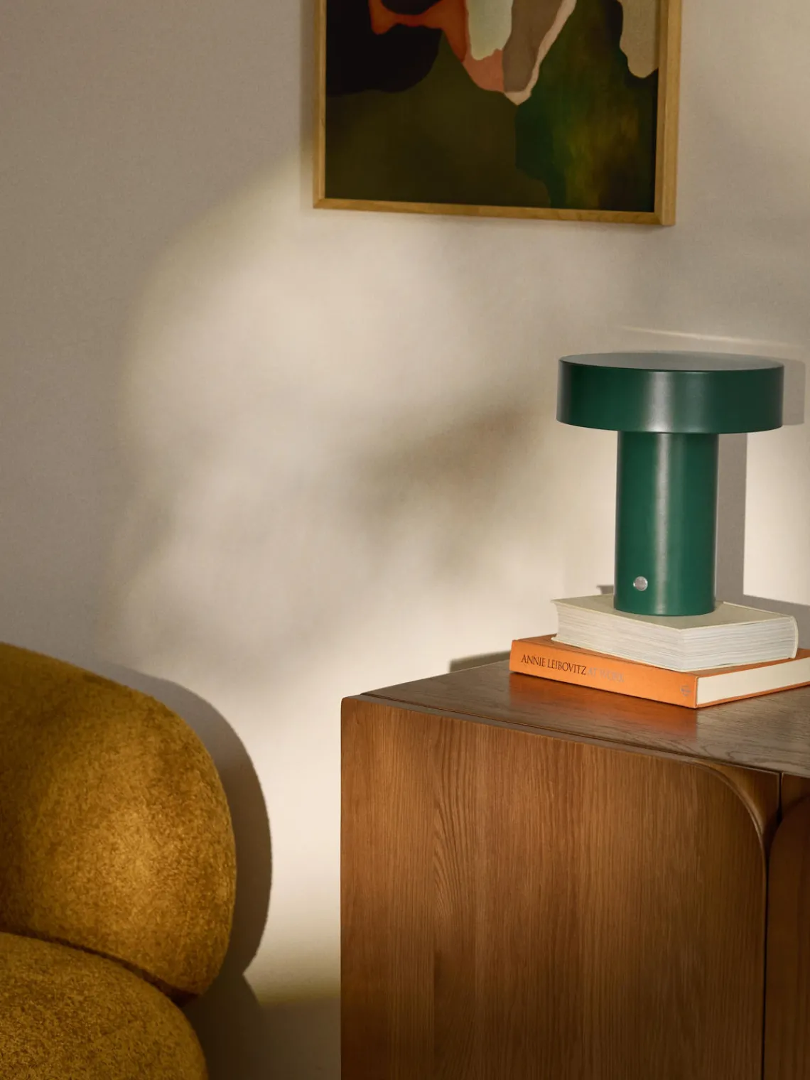 Lámparas De Mesa|Lámparas De Techo>Westwing Collection Lámpara de mesa pequeña LED regulable Kamal, pórtatil Verde oscuro