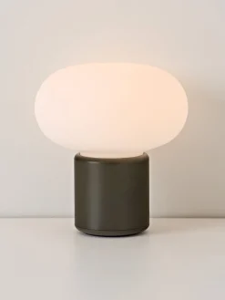 Lámparas De Mesa|Lámparas De Techo></noscript>New Works Lámpara de mesa pequeña regulable Karl-Johan, portátil Blanco, verde oliva