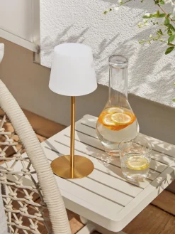 Lámparas De Mesa De Exterior|Lámparas De Techo></noscript>Westwing Collection Lámpara de mesa regulable con conexión USB Fausta Dorado, blanco