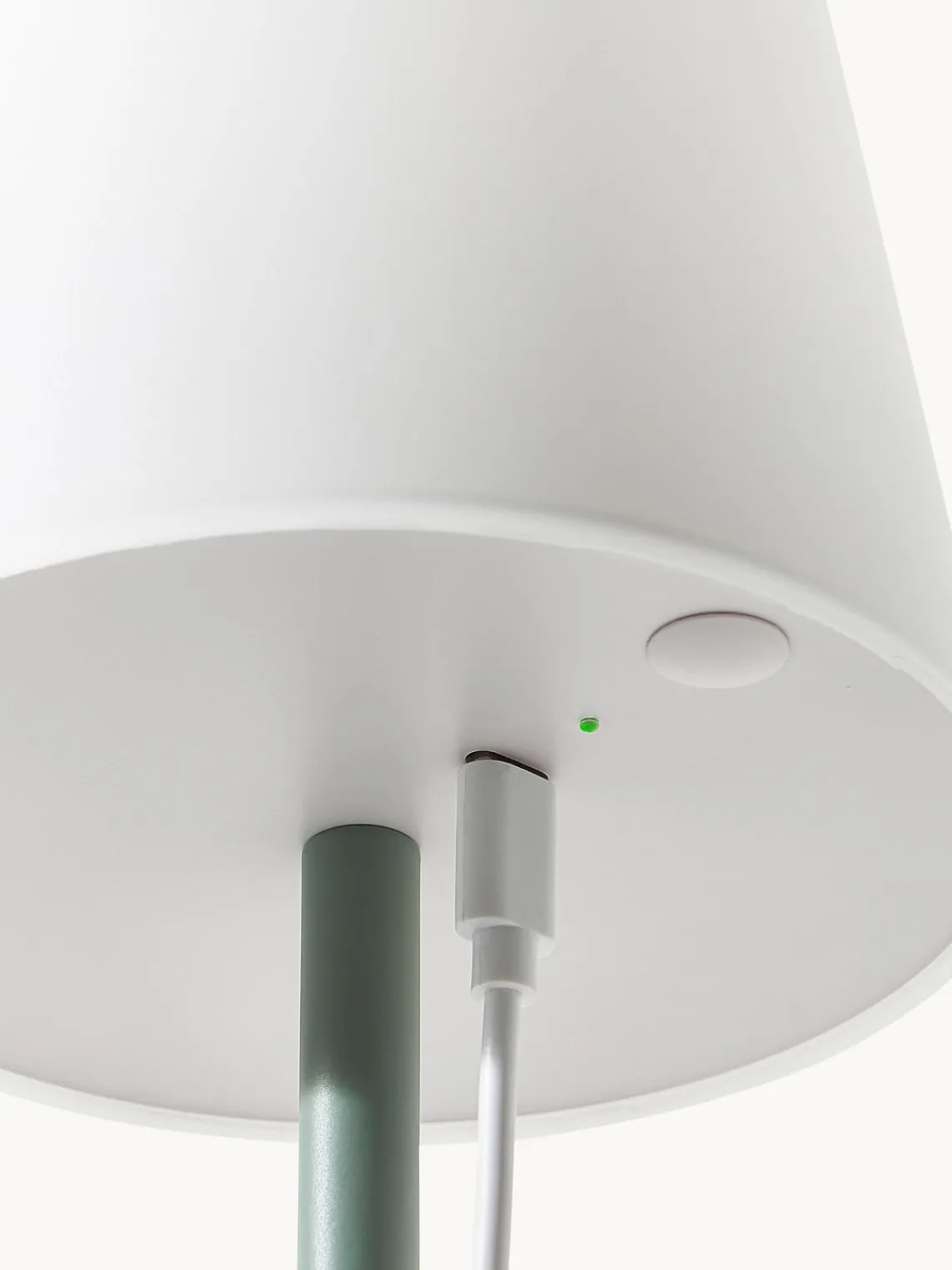 Lámparas De Mesa De Exterior|Lámparas De Techo>Westwing Collection Lámpara de mesa regulable con conexión USB Fausta Verde salvia, blanco