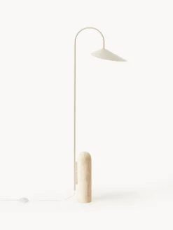 Lámparas De Pie|Lámparas De Techo>Ferm Living Lámpara de pie ajustable con base de travertino Arum Blanco Off White, travertino beige claro