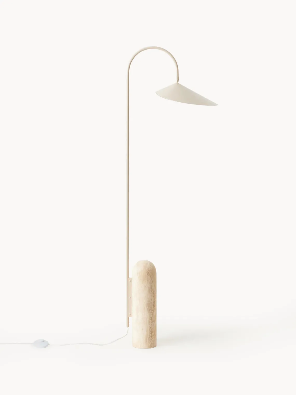 Lámparas De Pie|Lámparas De Techo>Ferm Living Lámpara de pie ajustable con base de travertino Arum Blanco Off White, travertino beige claro
