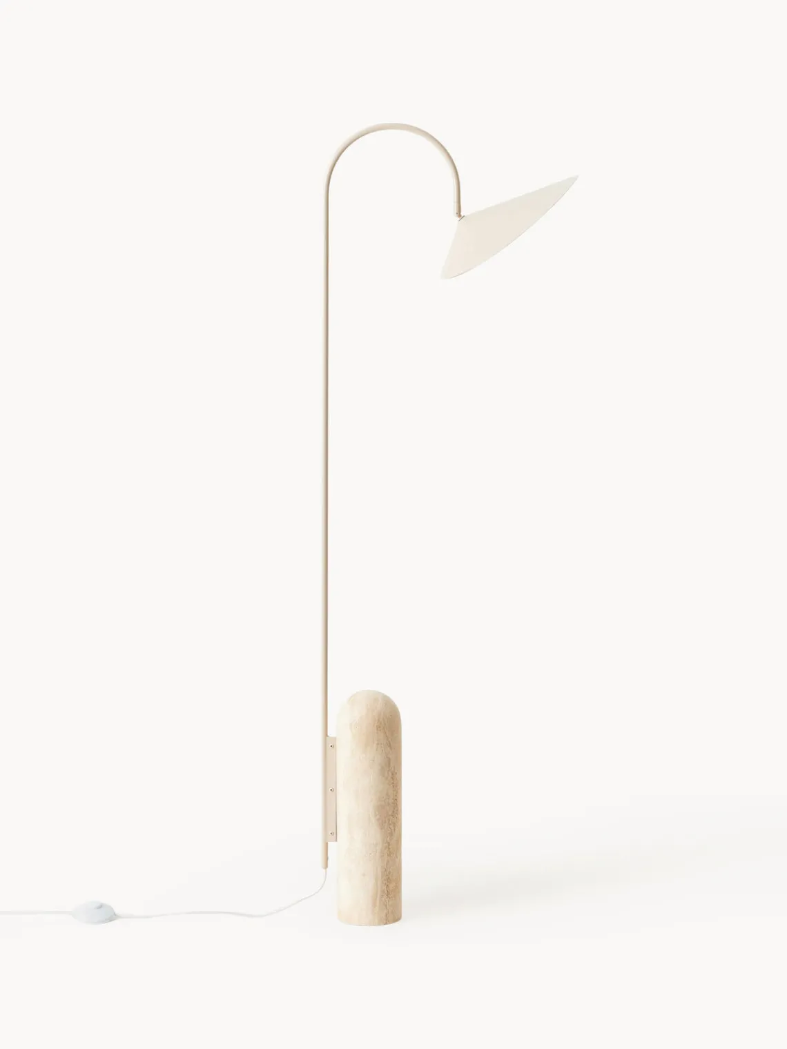 Lámparas De Pie|Lámparas De Techo>Ferm Living Lámpara de pie ajustable con base de travertino Arum Blanco Off White, travertino beige claro
