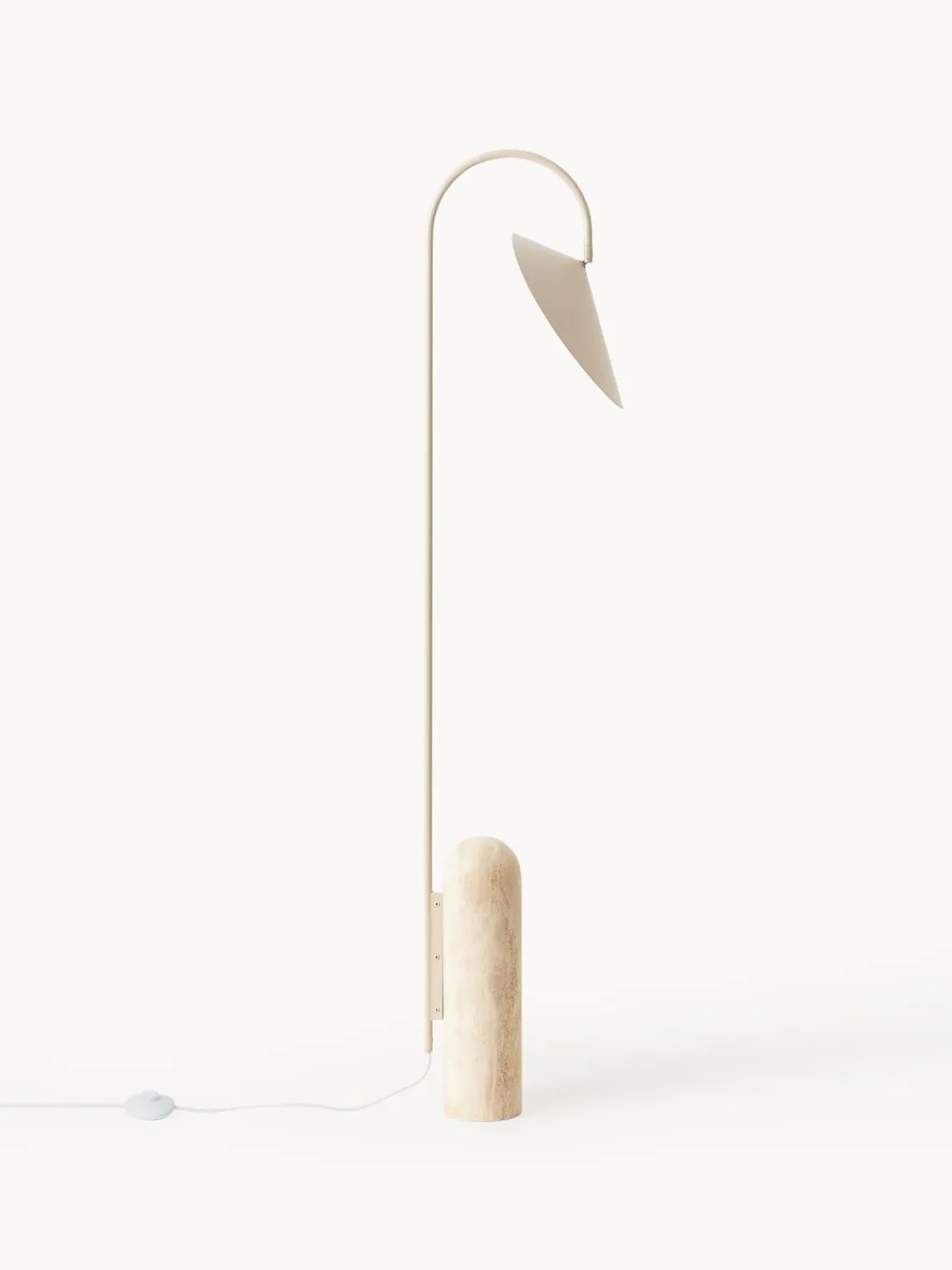 Lámparas De Pie|Lámparas De Techo>Ferm Living Lámpara de pie ajustable con base de travertino Arum Blanco Off White, travertino beige claro