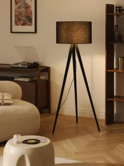 Lámpara de pie con pantalla de madera maciza Jake Lámparas De Pie|Lámparas De Techo