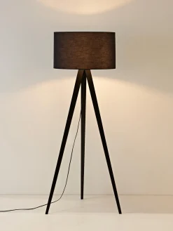 Lámpara de pie con pantalla de madera maciza Jake Lámparas De Pie|Lámparas De Techo