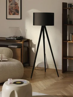 Lámpara de pie con pantalla de madera maciza Jake Lámparas De Pie|Lámparas De Techo