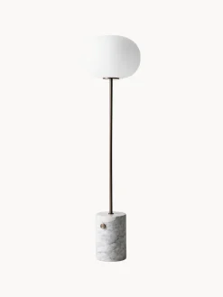 Lámparas De Pie|Lámparas De Techo></noscript>Audo Copenhagen Lámpara de pie de vidrio soplado JWDA Blanco, mármol gris, plateado