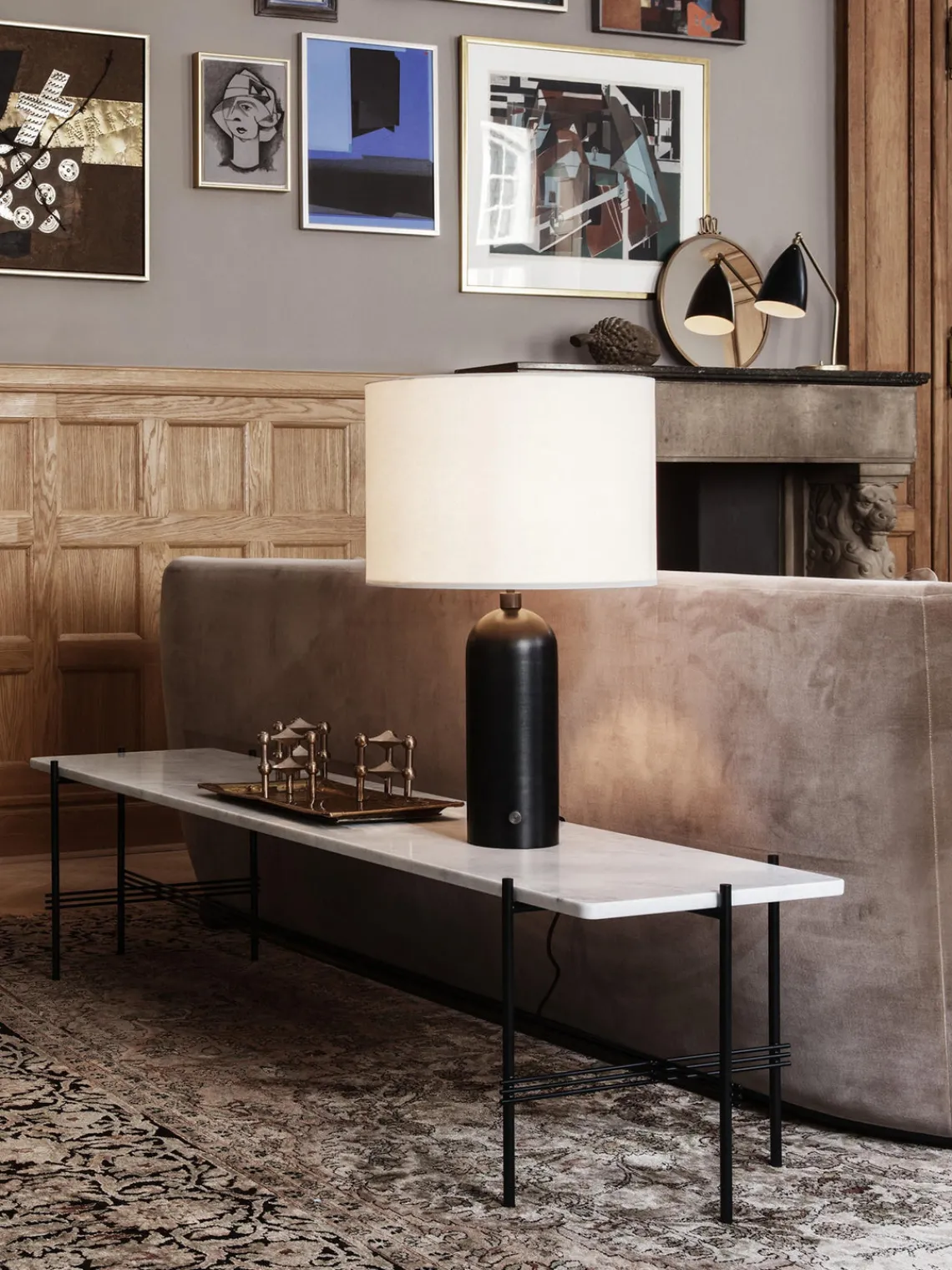 Lámparas De Mesa|Lámparas De Techo>GUBI Lámpara de pie grande regulable con base de mármol Gravity, tamaños diferentes Beige claro, negro veteado