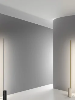 Lámparas De Pie|Lámparas De Techo>Panzeri Lámpara de pie LED regulable con base de mármol Hilow Line Mármol dorado, beige