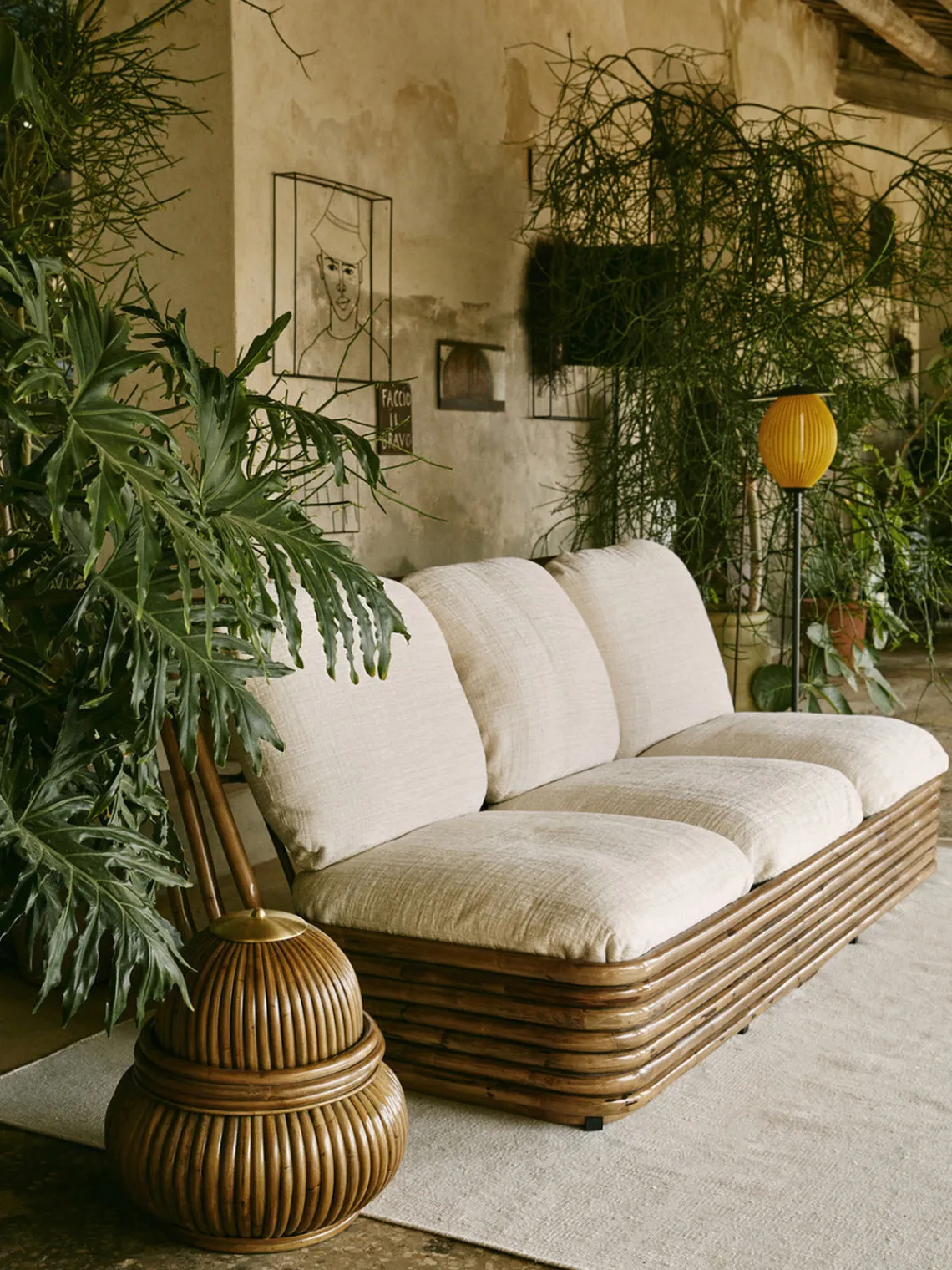 Lámparas De Pie|Lámparas De Techo>GUBI Lámpara de pie pequeña de ratán Bohemian