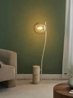 Lámparas De Pie|Lámparas De Techo>Westwing Collection Lámpara de pie pequeña de travertino Cora