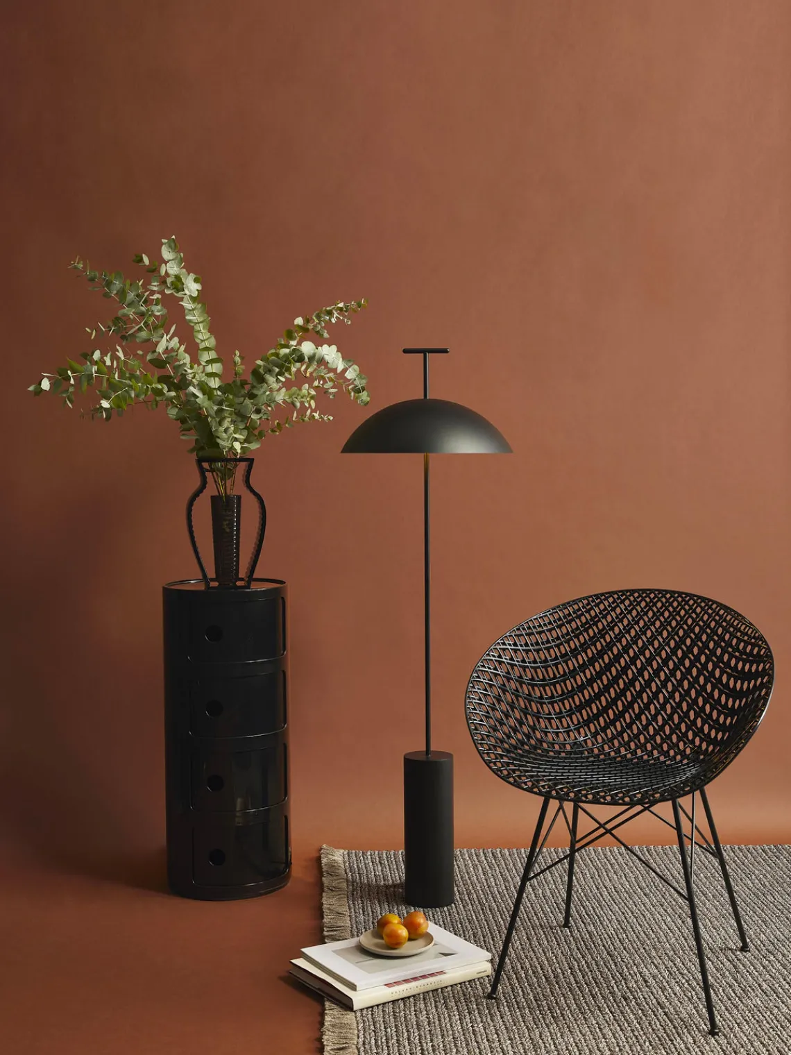 Lámparas De Techo|Lámparas De Pie>Kartell Lámpara de pie pequeña regulable de diseño Geen-a Negro