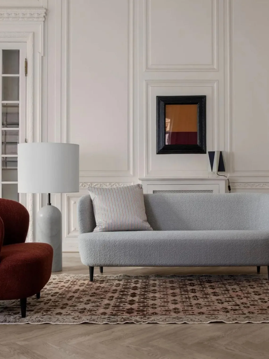 Lámparas De Pie|Lámparas De Techo>GUBI Lámpara de pie regulable con base de mármol Gravity, 120 cm Beige claro, blanco veteado