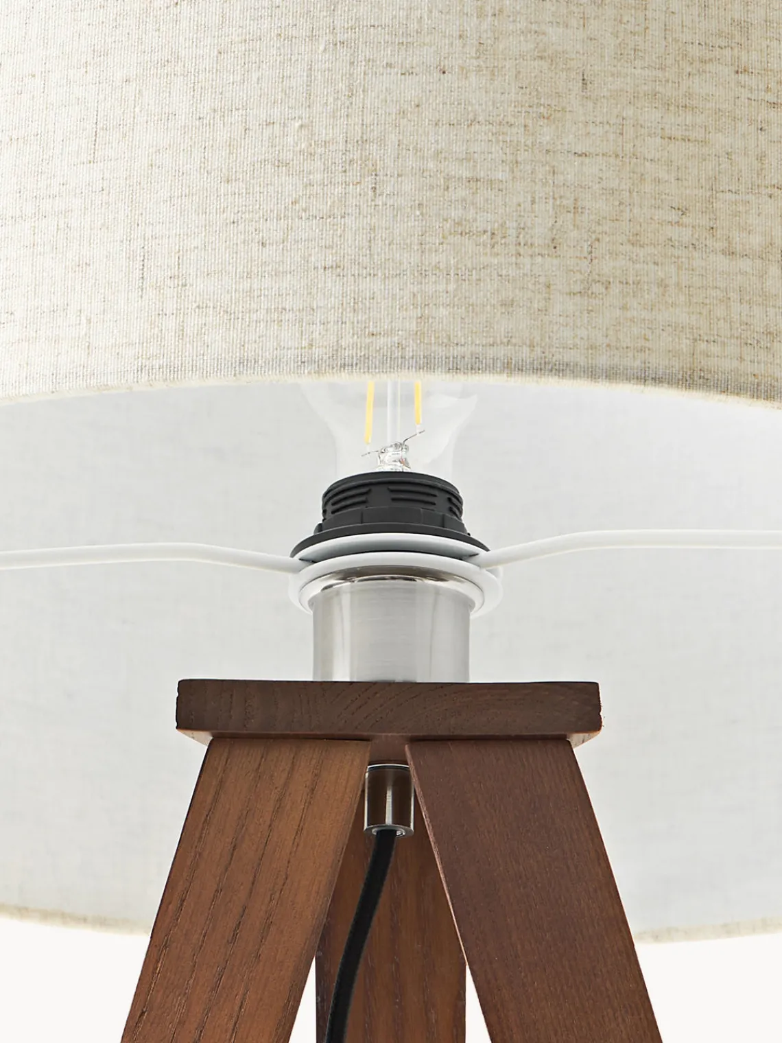 Lámparas De Pie|Lámparas De Techo>Westwing Collection Lámpara de pie trípode de madera maciza Jake Beige, marrón oscuro