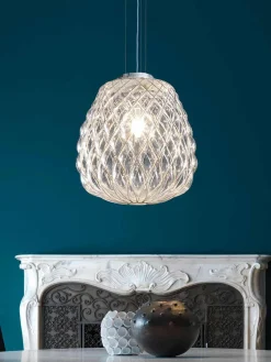 Lámparas De Techo|Lámparas De Techo>FontanaArte Lámpara de techo artesanal Pinecone Transparente, plateado