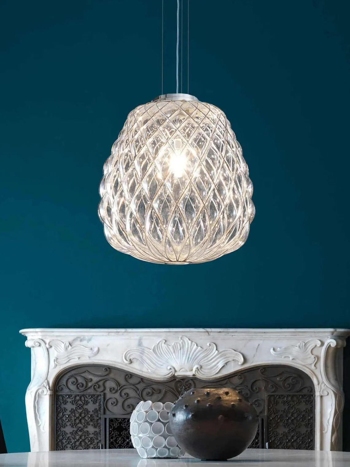 Lámparas De Techo|Lámparas De Techo>FontanaArte Lámpara de techo artesanal Pinecone Transparente, plateado