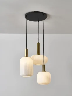 Lámparas De Techo|Lámparas De Techo></noscript>Westwing Collection Lámpara de techo cluster de vidrio opalino Candela Blanco, dorado