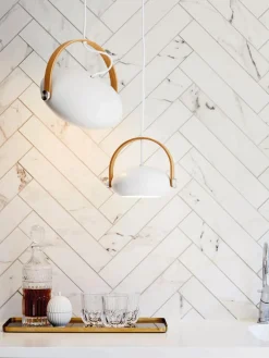 Lámparas De Techo>Halo Design Lámpara de techo de metal DC, tamaños diferentes Blanco, madera de roble