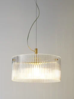 Lámparas De Techo|Lámparas De Techo></noscript>Westwing Collection Lámpara de techo de vidrio acanalado Emmi Dorado, transparente