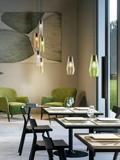 Lámparas De Techo|Lámparas De Techo>Panzeri Lámpara de techo de vidrio tintado soplado Clio Marrón semitransparente