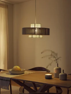 Lámparas De Techo|Lámparas De Techo>Westwing Collection Lámpara de techo grande de lino Lace Beige