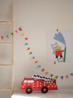 Sale Lámpara infantil LED artesanal regulable Fire Truck, con función de temporizador y mando a distancia Niños Decoración Infantil|Lámparas Infantiles