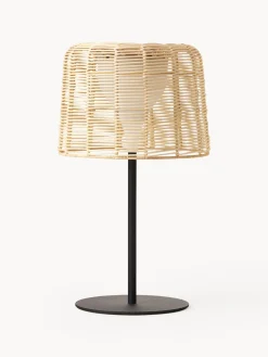 New Lámpara LED solar para interior/exterior con pantalla de ratán Kyra Lámparas De Mesa De Exterior|Lámparas De Techo