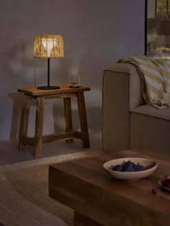 New Lámpara LED solar para interior/exterior con pantalla de ratán Kyra Lámparas De Mesa De Exterior|Lámparas De Techo