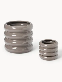 Maceteros|Jarrones></noscript>Westwing Collection Maceta de gres pequeña Rudi, 16 cm Taupe brillante