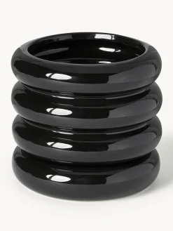 Maceteros|Jarrones>Westwing Collection Maceta de gres pequeña Rudi, 16 cm Negro brillante