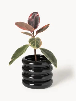 Maceteros|Jarrones></noscript>Westwing Collection Maceta de gres pequeña Rudi, 16 cm Negro brillante