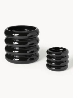 Maceteros|Jarrones></noscript>Westwing Collection Maceta de gres pequeña Rudi, 16 cm Negro brillante