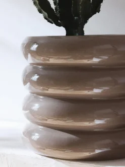 Maceteros|Jarrones></noscript>Westwing Collection Maceta de gres Rudi, 30 cm Gris pardo brillante