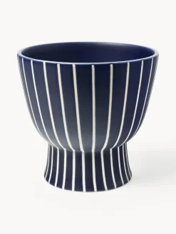 Maceteros|Maceteros De Exterior>Westwing Collection Macetero artesanal Elio, 23 cm Azul oscuro, blanco crema