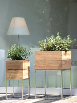 New Macetero de madera de teca Mini Garden Maceteros|Maceteros De Exterior