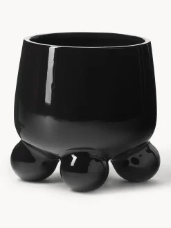 Maceteros|Maceteros De Exterior>Westwing Collection Macetero Olea, Al 26 cm Negro brillante