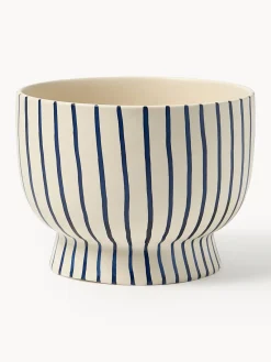Maceteros|Jarrones>Westwing Collection Macetero pintado a mano Elio, 18 cm Blanco crema, azul oscuro