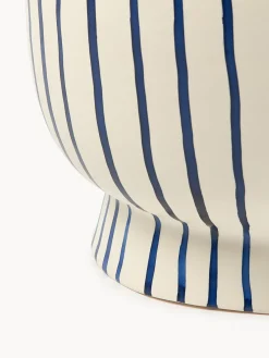 Maceteros|Jarrones>Westwing Collection Macetero pintado a mano Elio, 18 cm Blanco crema, azul oscuro